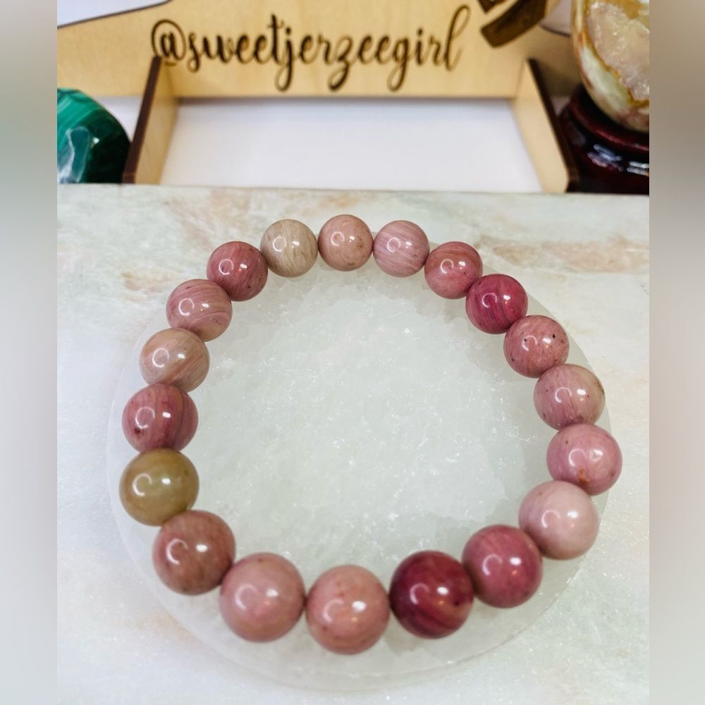 Pink Argentinian  Rhodonite Stone of Compassionate Love Gemstone Bracelet